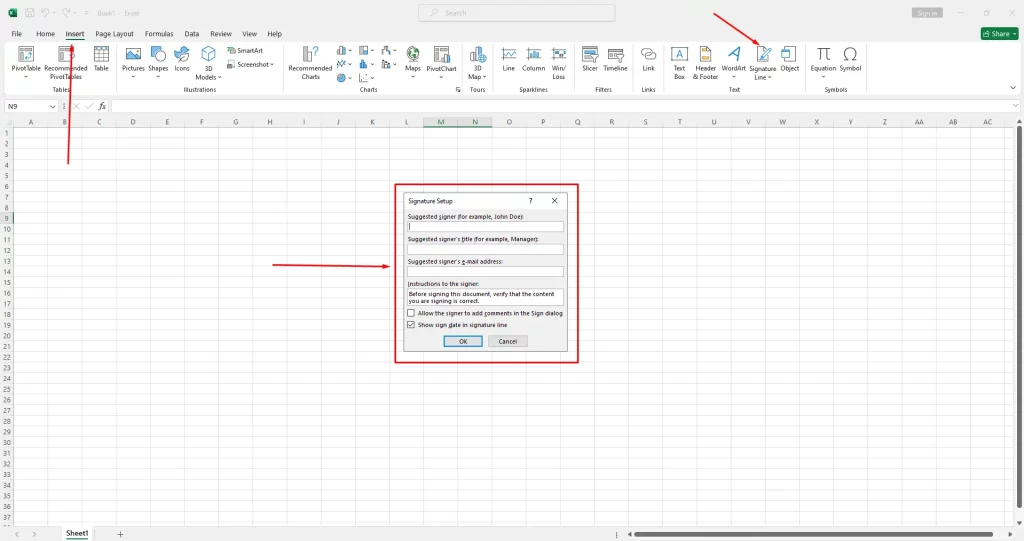 Tạo chữ ký điện tử bằng Excel