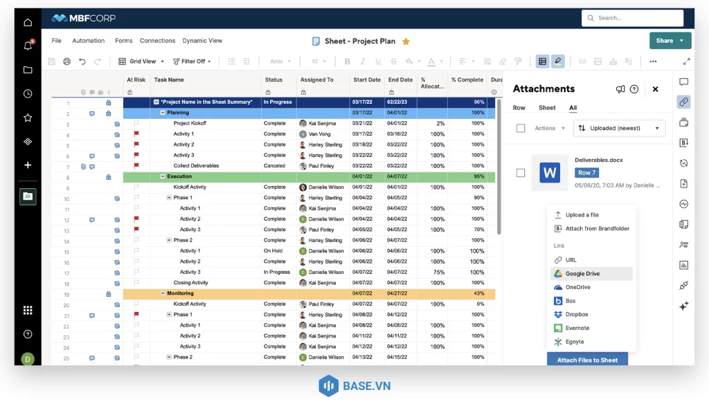 Phần mềm dành cho bđs Smartsheet