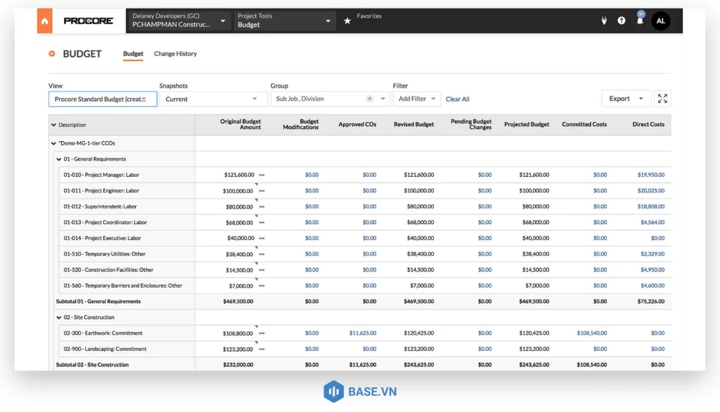 Phần mềm quản lý dự án Procore